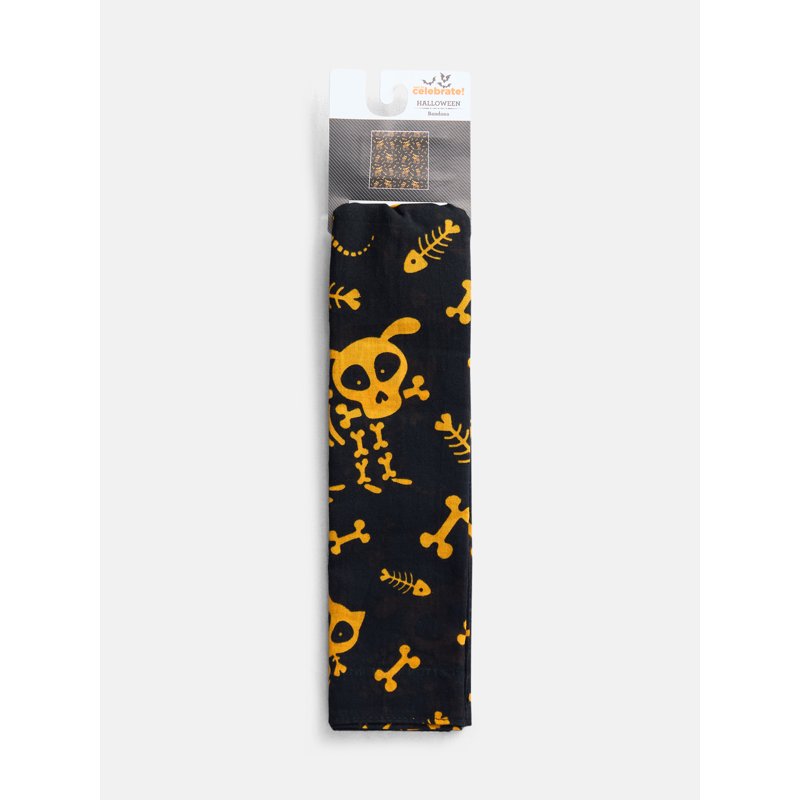 Halloween Women's Pet Skeletons Bandana - Black & Orange, One Size