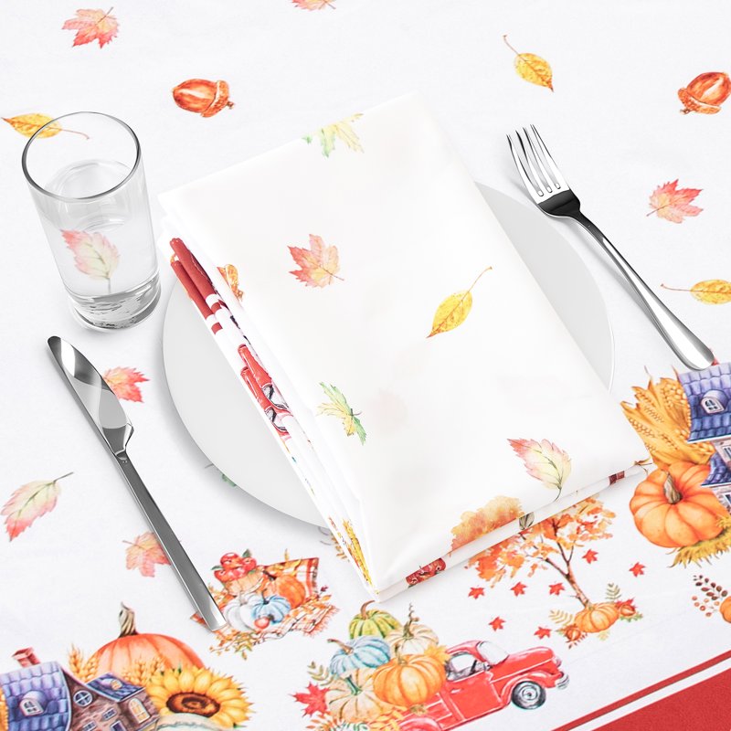Christmas Table Cloth - 52" x 70" Yellow and Red - Heavy Duty Polyester