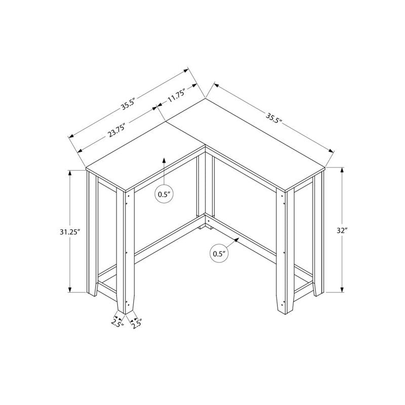 Espresso Corner Console Table - Two-Tier Accent Table