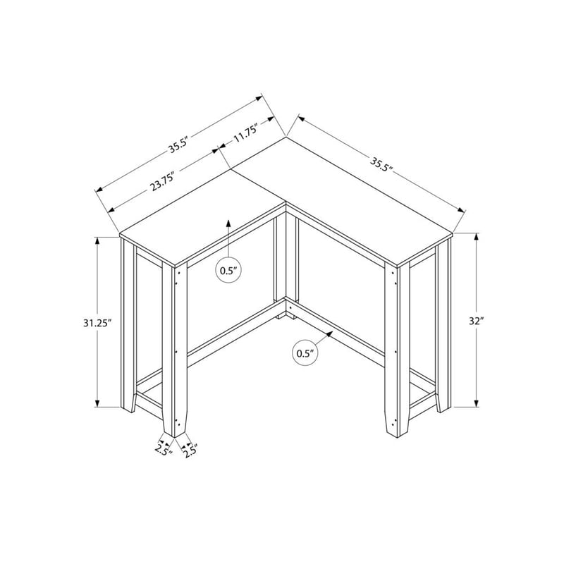 Espresso Corner Console Table - Two-Tier Accent Table