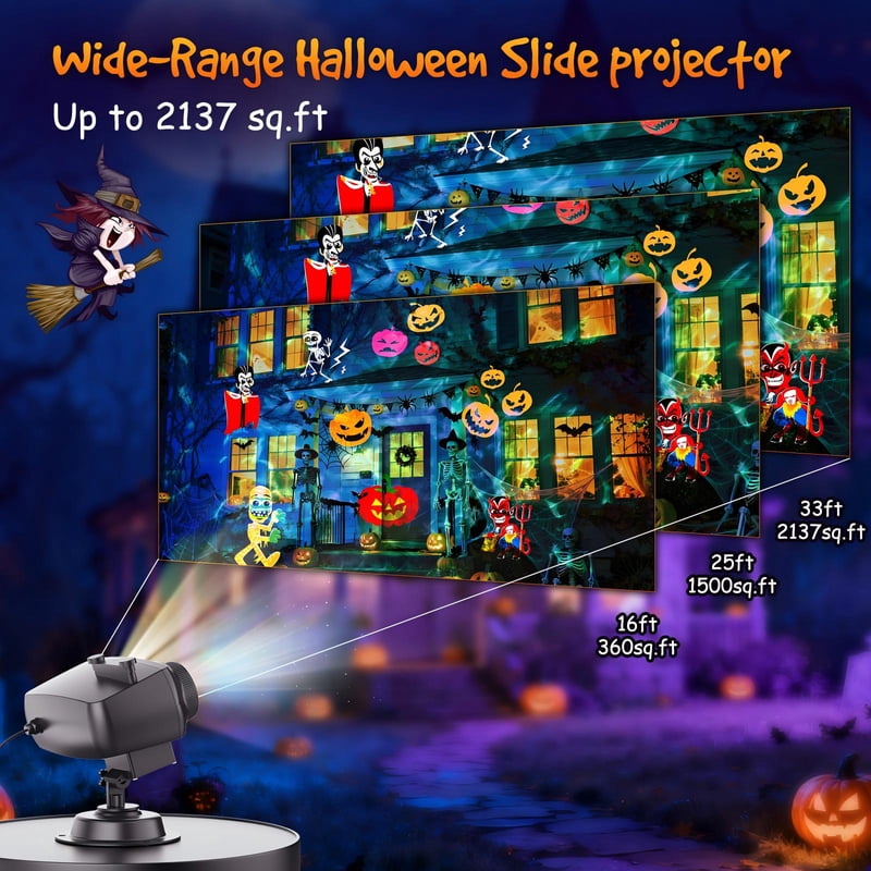 Yannovus Halloween Projector Light 2-in-1 RGBW Moving LED with 80 Patterns - Holiday & Party Decor