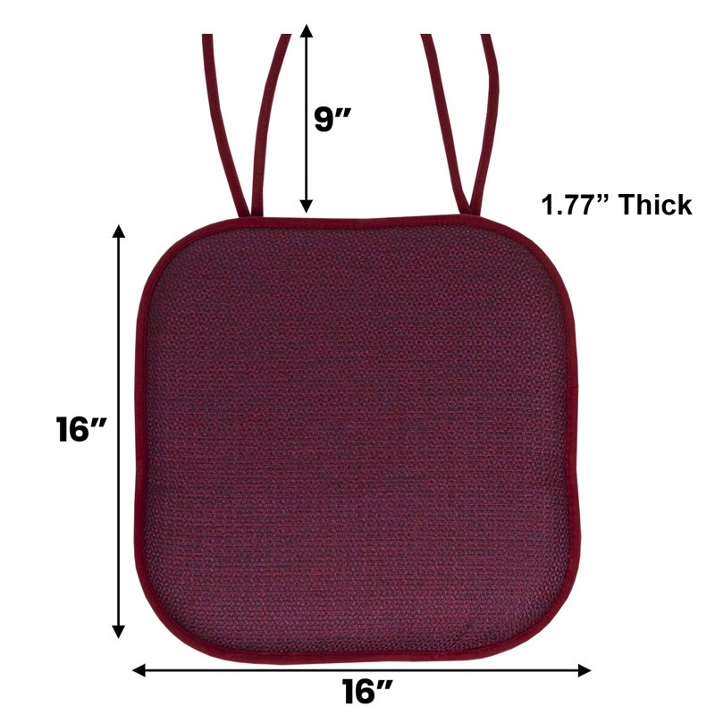 Cameron Memory Foam Non-Slip Chair Cushion Pad - 4-Pack, Wine