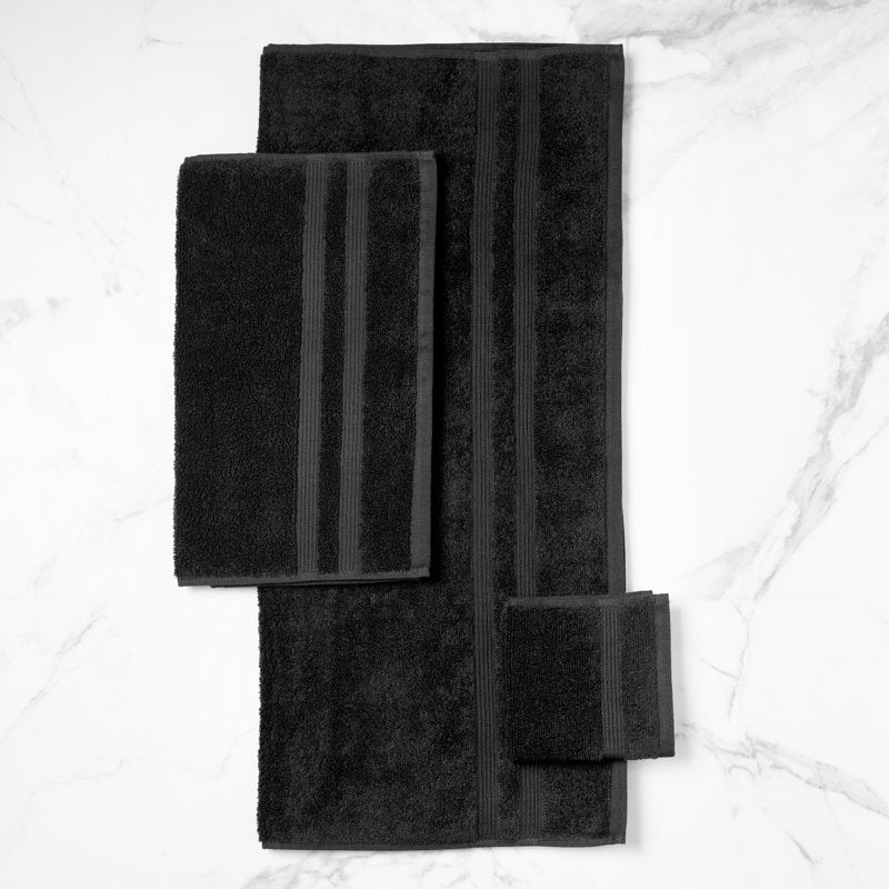 Performance 6-Piece Cotton Towel Set - Black, Quick Dry & Absorbent