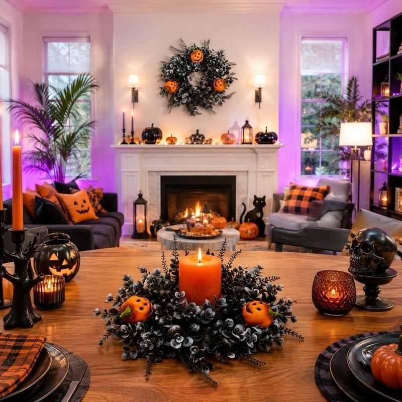 Halloween Door Wreath N-9 - Front Door & Holiday Wall Decor - Fall & Party Season