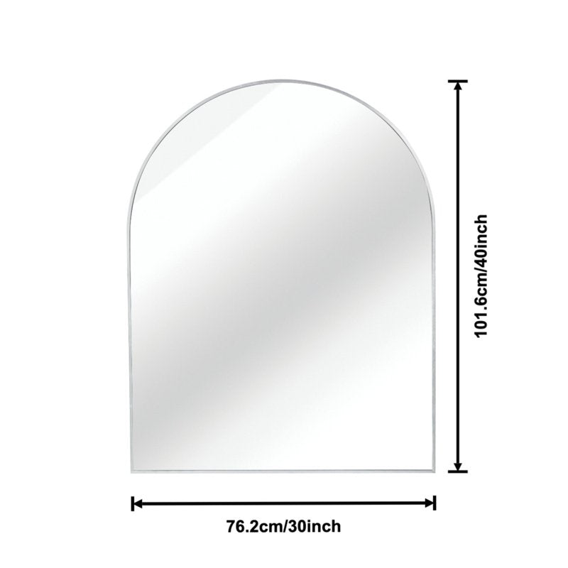 Wall Mirror 30x40 Arched Metal Vanity Mirror for Bathroom Bedroom Living Room Silver - Modern & Elegant