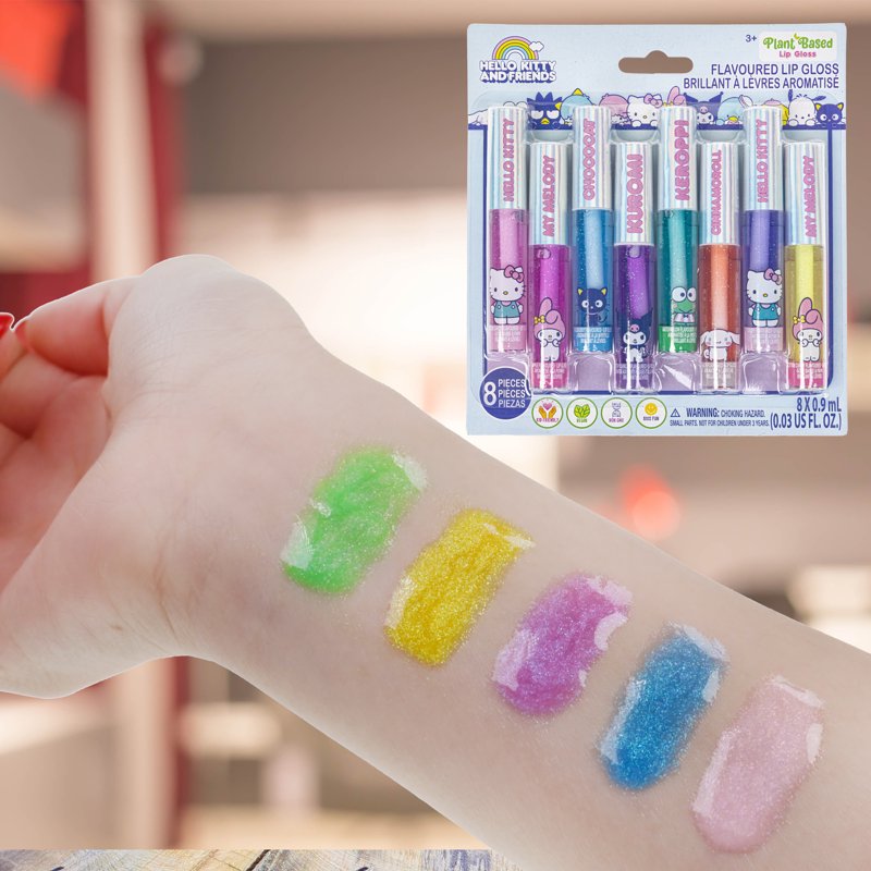 8-Piece Kids Fruit Flavored Lip Gloss Set, Non-Toxic Moisturizing Gloss