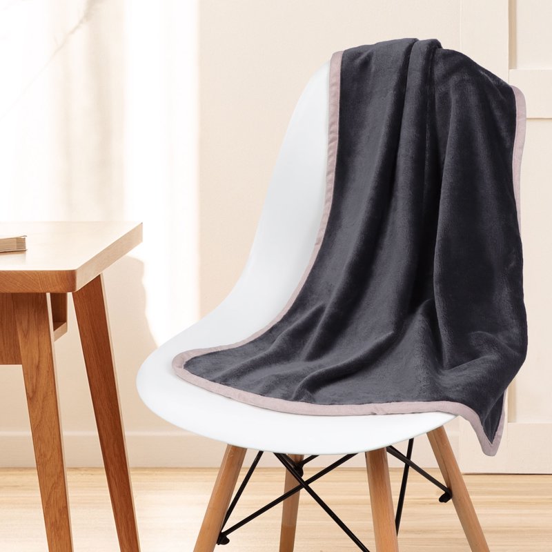 Twin XL Flannel Fleece Blanket Soft Luxury Hemmed Slate Gray 30x90 Inches