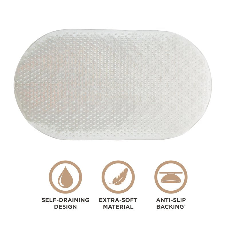 Holographic Bath Bliss Bubble Bathmat in White - Anti-Slip Shower Mat 27.6x15.2"