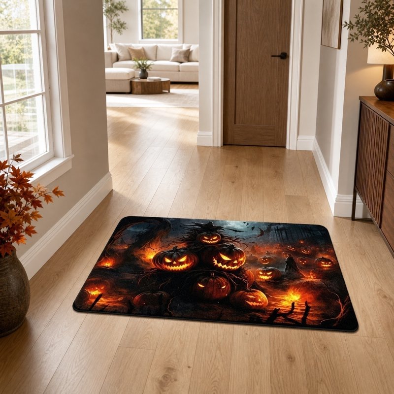 OutmaxHome Halloween Creepy Night Doormat E - Non-Slip Absorbent Front Door Mat