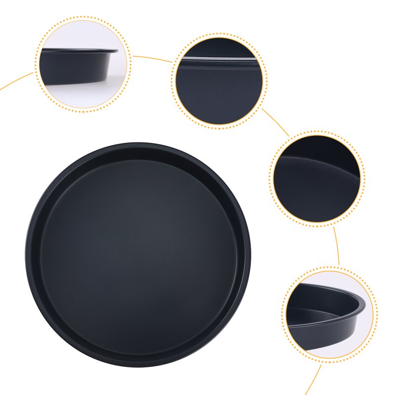 3-Piece Nonstick Round Cake Pan Set - 9.1" x 9.1" x 1.2", Black