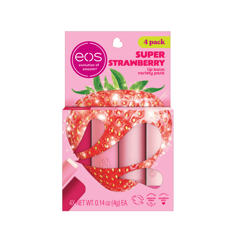 Strawberry Flavored Lip Balm Variety Pack - 4 Piece Moisturizing Set