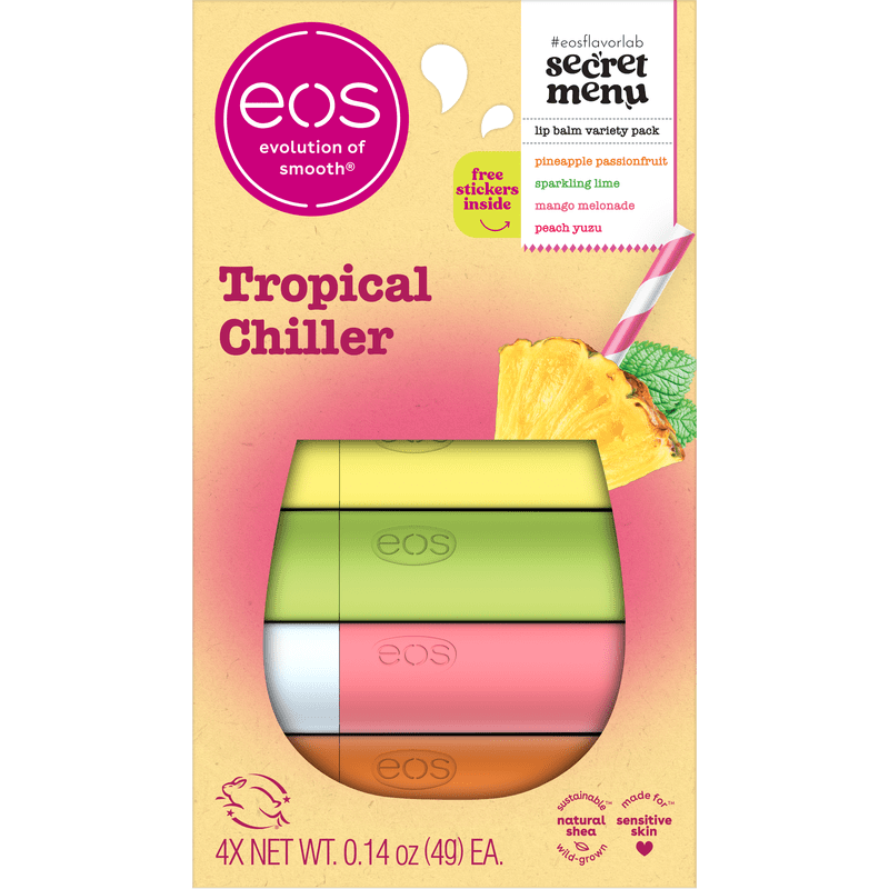 Tropical Chiller Hydrating Lip Balm Set - 4 Flavored Moisturizing Sticks