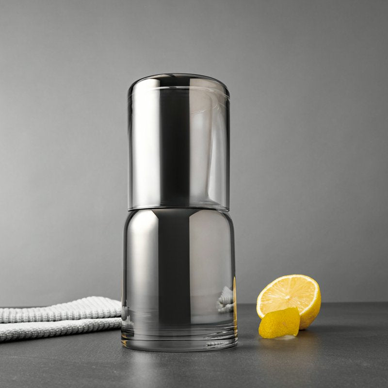 Smoke Bedside Glass Carafe Set with Stackable Cup - Single