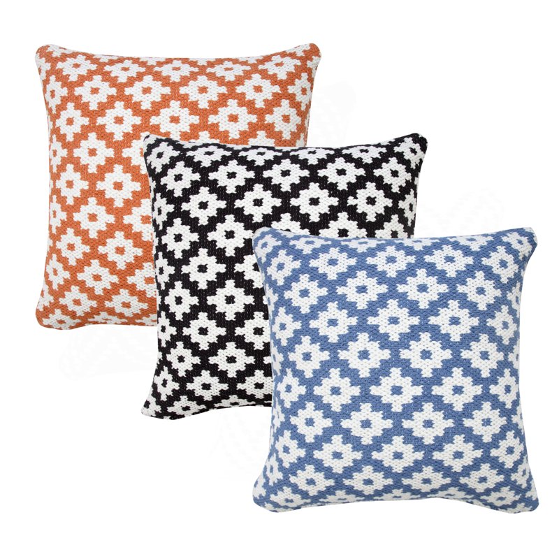 Navy Blue Woven Geometric Throw Pillow - 20-Inch Square, Home Decor Accent