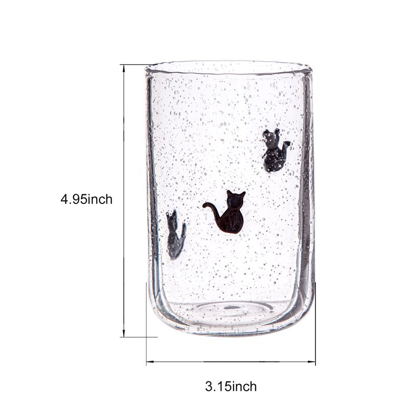 Bubble Textured Drinking Glass Set - 2 Pack Cat Design