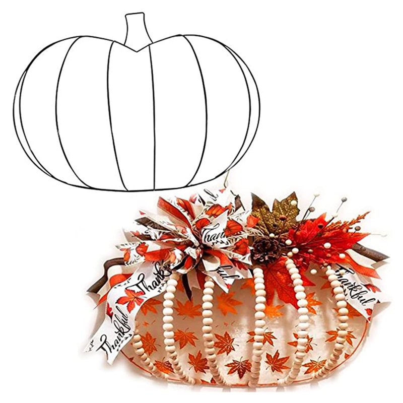 Large Pumpkin Wreath Form - Metal Wire Frame for Fall Halloween Thanksgiving DIY Decor - 4 Pieces