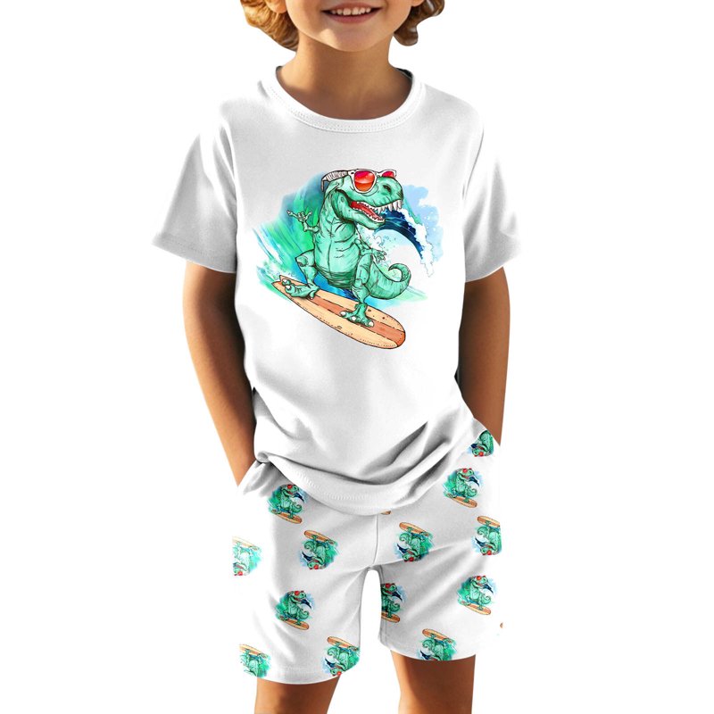 Black 2-3 Years Toddler Boy Pajama Set with Dinosaur Print - Cotton Blend
