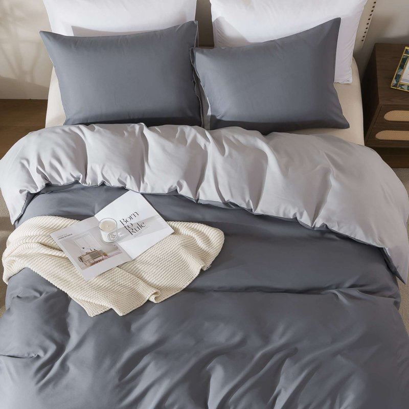 Mainstays Full/Queen Duvet Cover Set - All-Season Grey 3-Piece