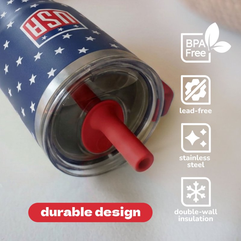 Insulated Stainless Steel Travel Tumbler for Kids 12oz - USA Stars
