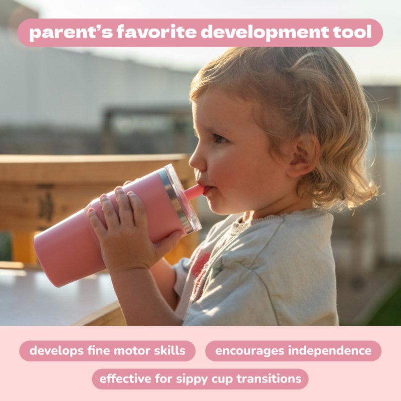 My First Travel Tumbler - Insulated Stainless Steel, 12oz, Pink