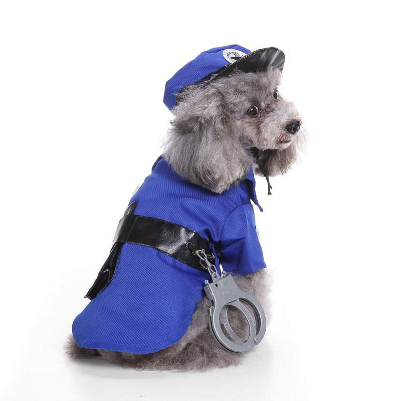 Pet Police Costume Uniform for Dogs & Cats - Size L - Navy Blue Halloween Cosplay
