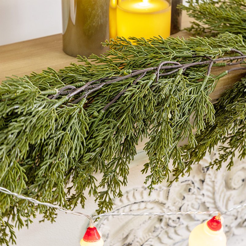Christmas Garland Artificial Pine Holiday Decor - Greenery for Indoor Outdoor - 5.9Ft - Variation H