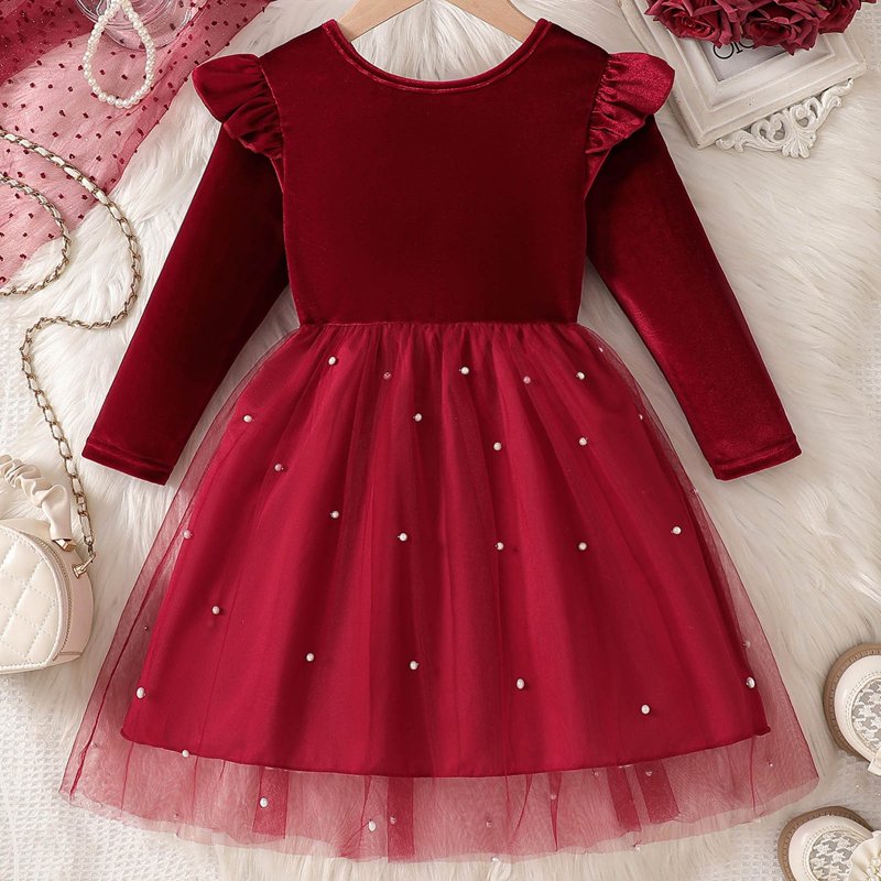 Girls Star Gown Long Sleeve Party Dress - Red, Size 9-10 Years