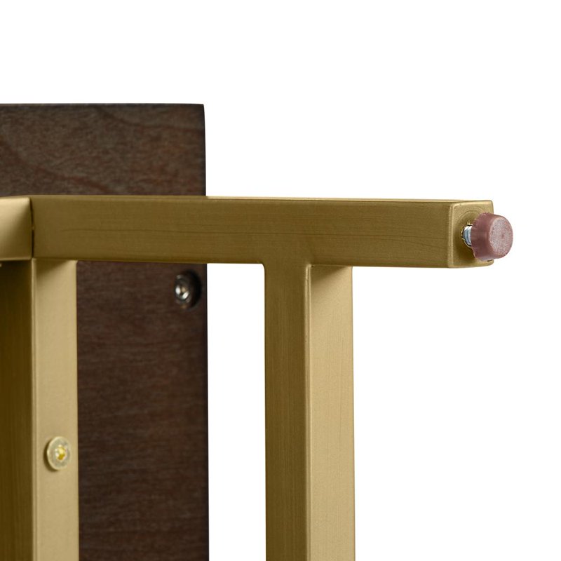 Modern Wood Bar Cabinet with Wine Storage - Dark Brown & Gold