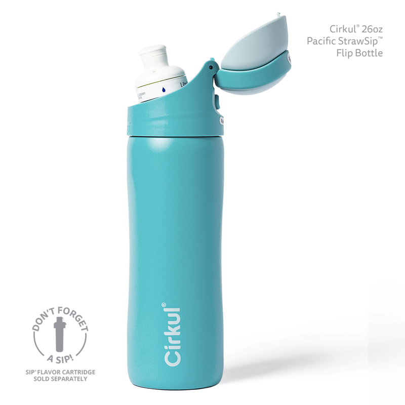 26oz Stainless Steel Flip Water Bottle - Pacific Blue