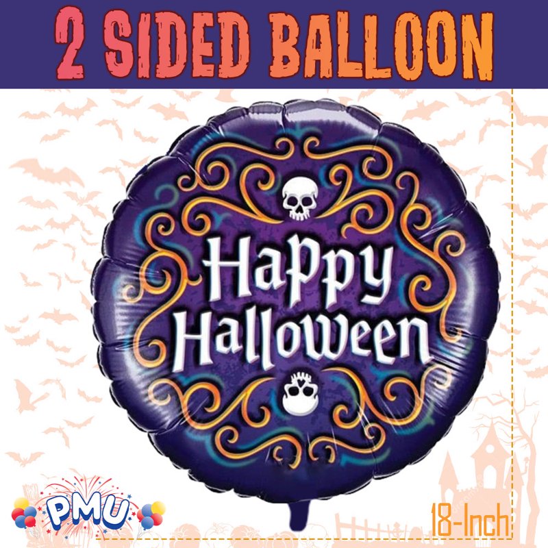 Halloween Skeleton Filigree Mylar Balloon Set - 18 Inch, 10 Pack - Variations of Skeleton Filigree