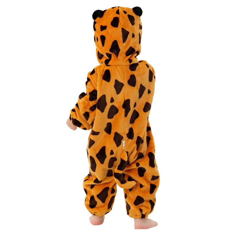Kids Animal Cosplay Romper Hooded Zipper Jumpsuit for 3-6 Months - Orange, Unisex