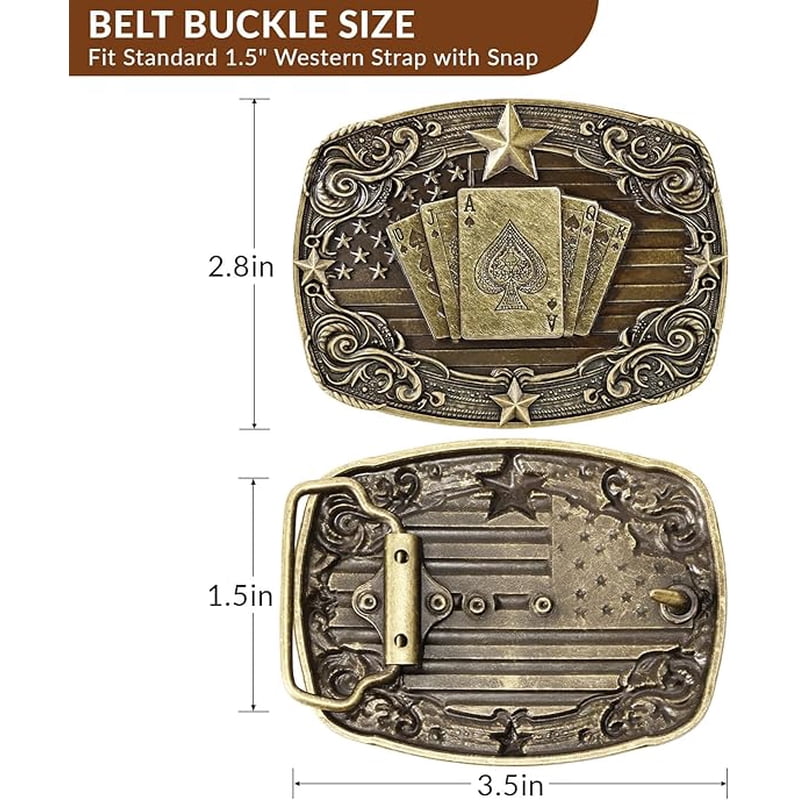 Bronze Cowboy Leather Belt for Men Women 35-38 Inch Waist Western Style Embossed Strap