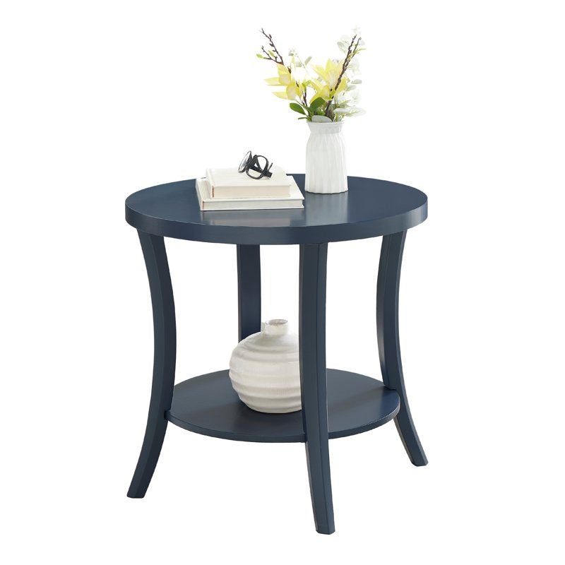 Contemporary Wood End Table with Oval Shelf - Multiple Colors