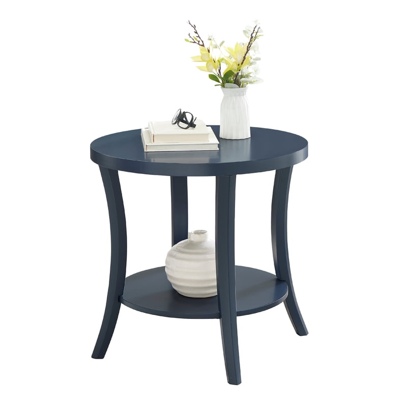 Contemporary Wood End Table with Oval Shelf - Multiple Colors