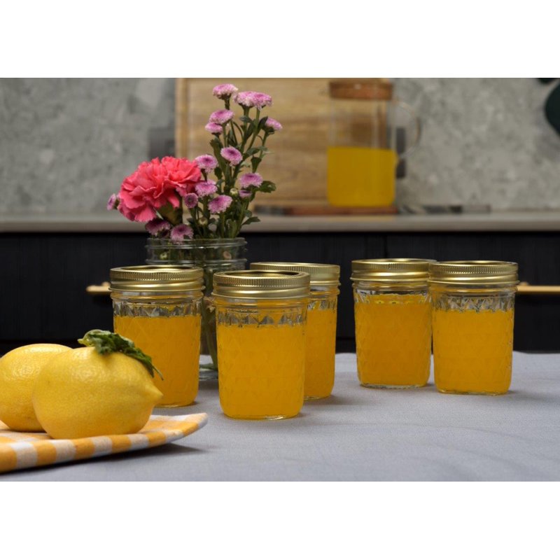 8 oz Mason Jars - Quilted Glass Canning Jars with Lids, 12-Pack