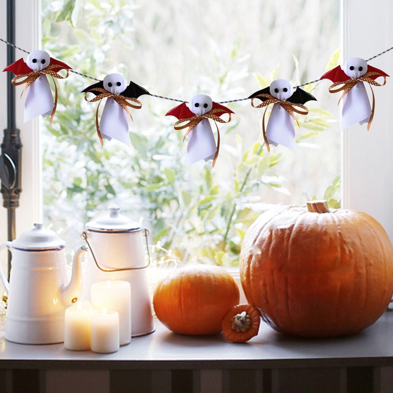 Halloween Ghost Wreath for Front Door - Spooky Fall Hanging Decor