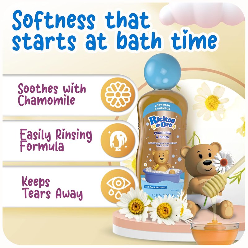 2-in-1 Baby Hair & Body Wash with Chamomile and Honey - Tear-Free Formula