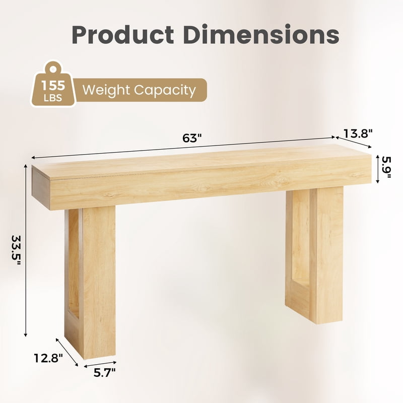 63-Inch Rustic Console Table - Multi-Purpose Storage for Entryway & Living Room