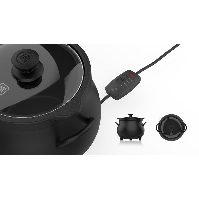 4 Quart Cauldron Slow Cooker with Removable Crock and Glass Lid - Black