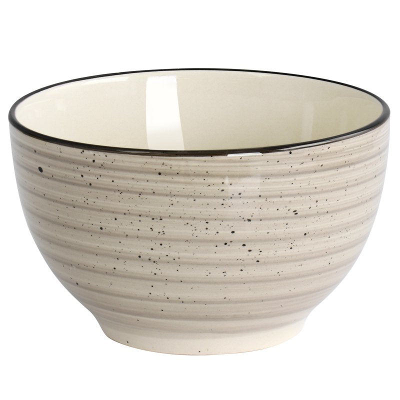 24 Piece Stoneware Dinnerware Set in Cream - Elama Gia