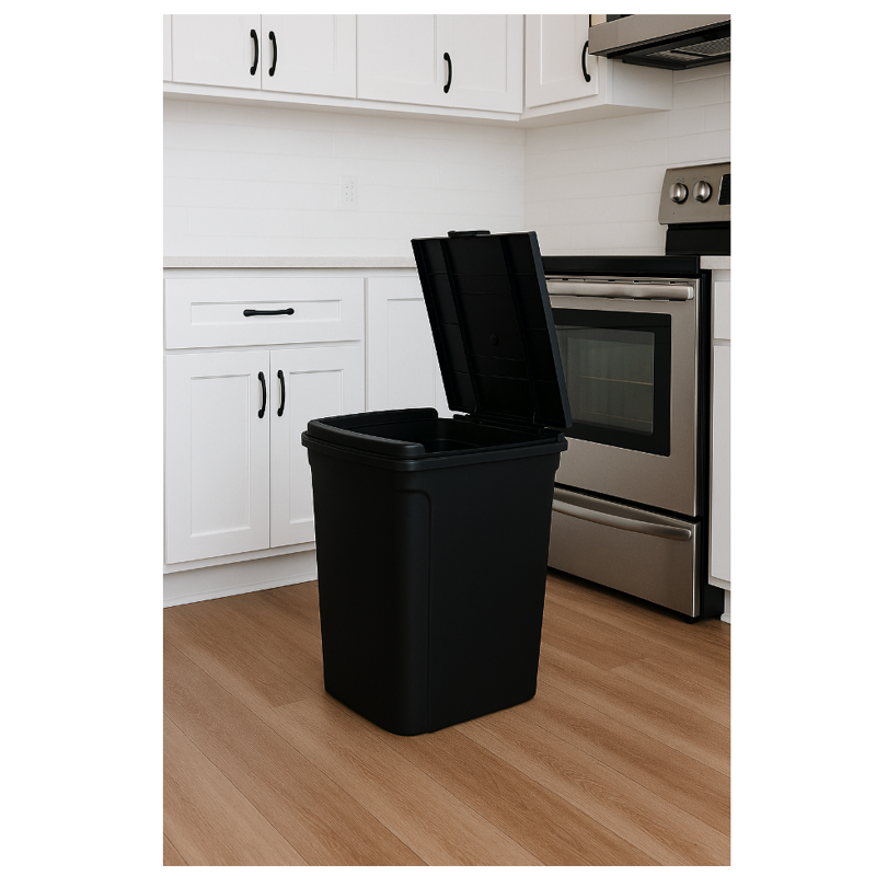 7.6 Gallon Plastic Kitchen Trash Can with Touch Top Lid - Black