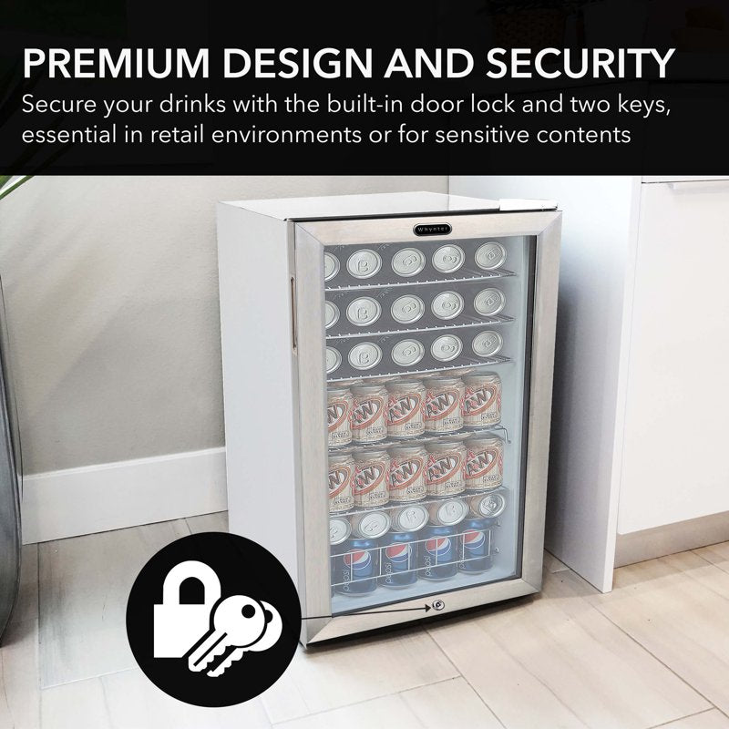 3.3 Cu. Ft. Beverage Center Refrigerator with Lock - Stainless Steel