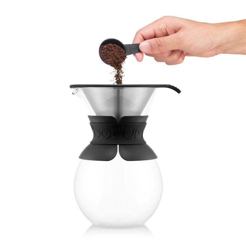 Pour-Over Coffee Maker with Permanent Stainless Steel Filter, 34 oz - Black