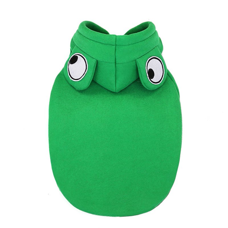 Green XL Winter Plush Dog Coat Hoodie - Small Dog Halloween Cosplay Costume