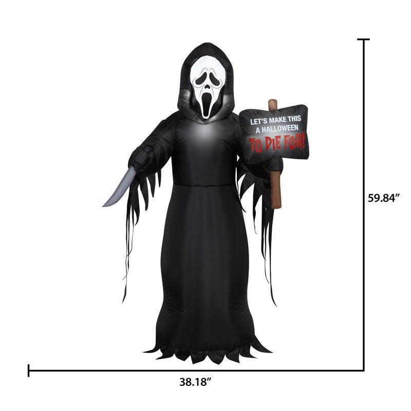Halloween Yard Inflatable Ghostface 5 ft Lighted Outdoor Decor