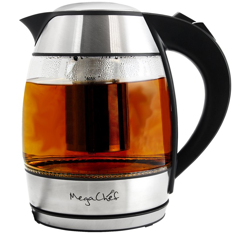 1.8L Electric Glass Tea Kettle with Stainless Steel Infuser