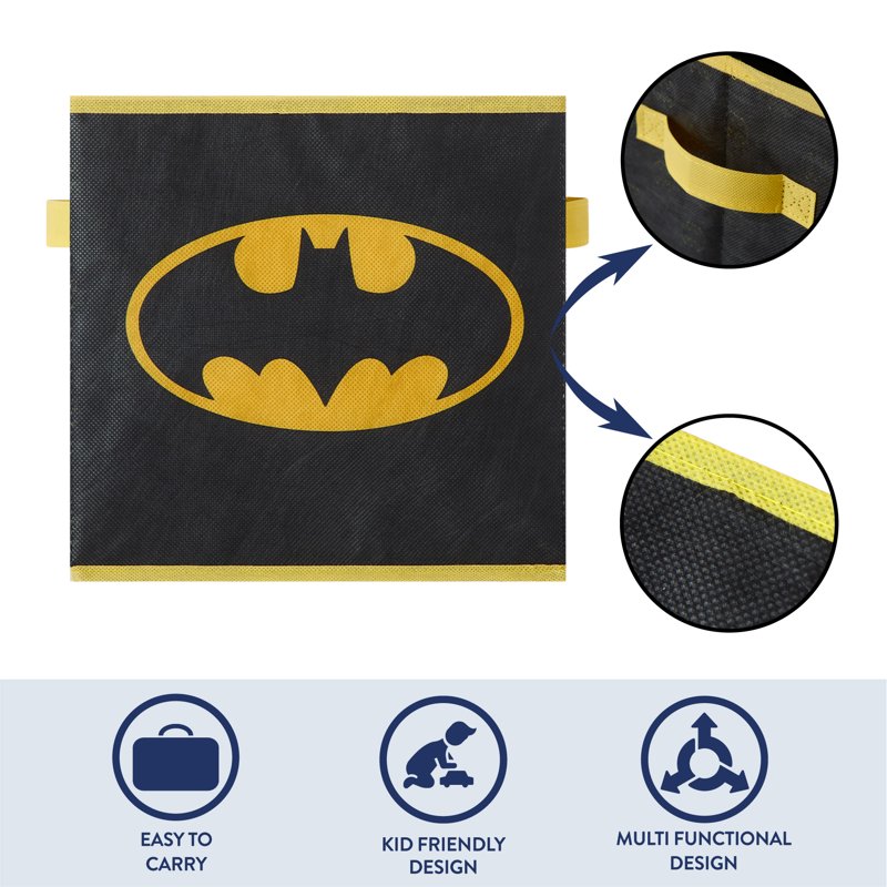 Batman Kids' 2-Pack 10x10 Storage Cubes with Handles - Toy & Closet Organizer