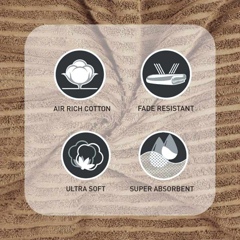 PowerLoft AIRRICH 6-Piece Bath Towel Set - Dark Caramel Stripe