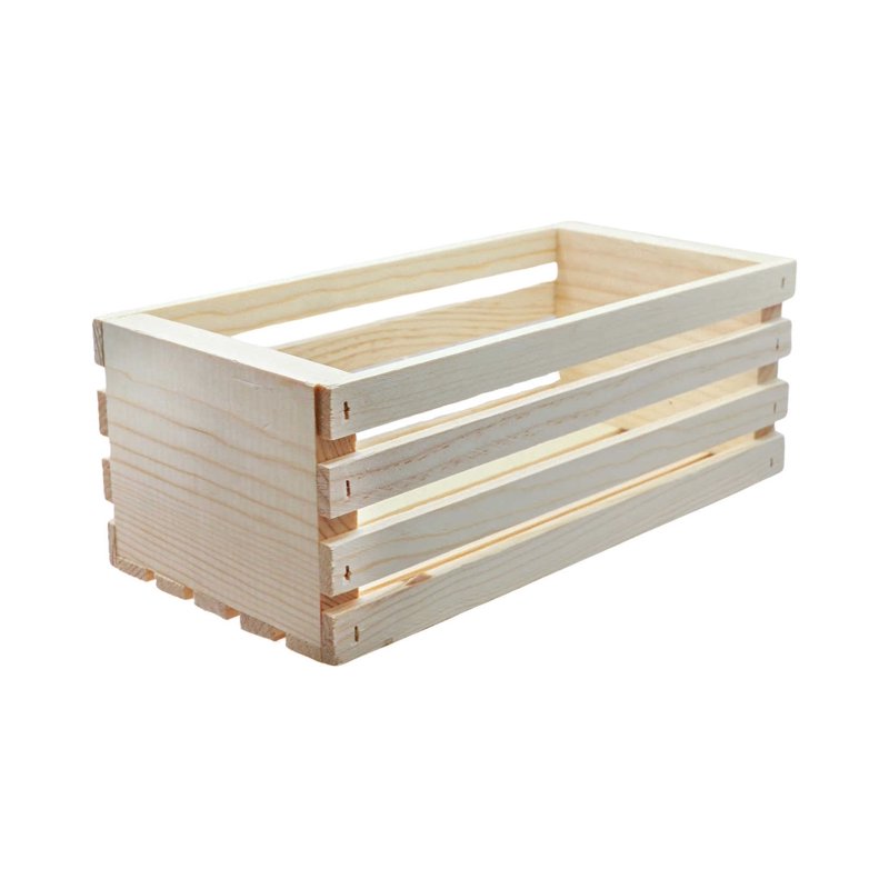 Unfinished Wooden Storage Crate - 12x5.5x4 Inches for Crafts & Organization