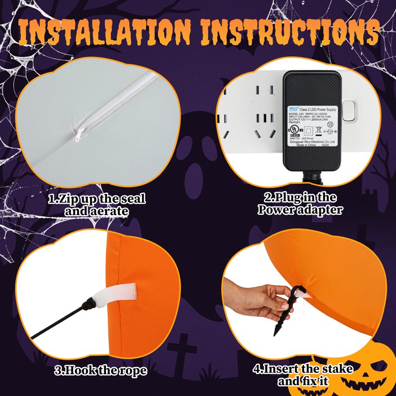 8 FT Halloween Inflatable Pumpkins with Built-in LED Lights - Yard Decor